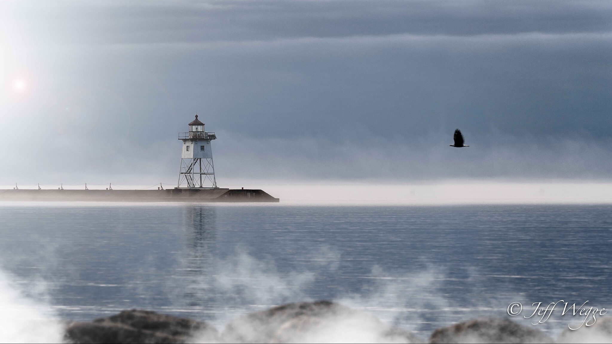 Lighthouse on a Foggy Morning--Cue the Eagle...